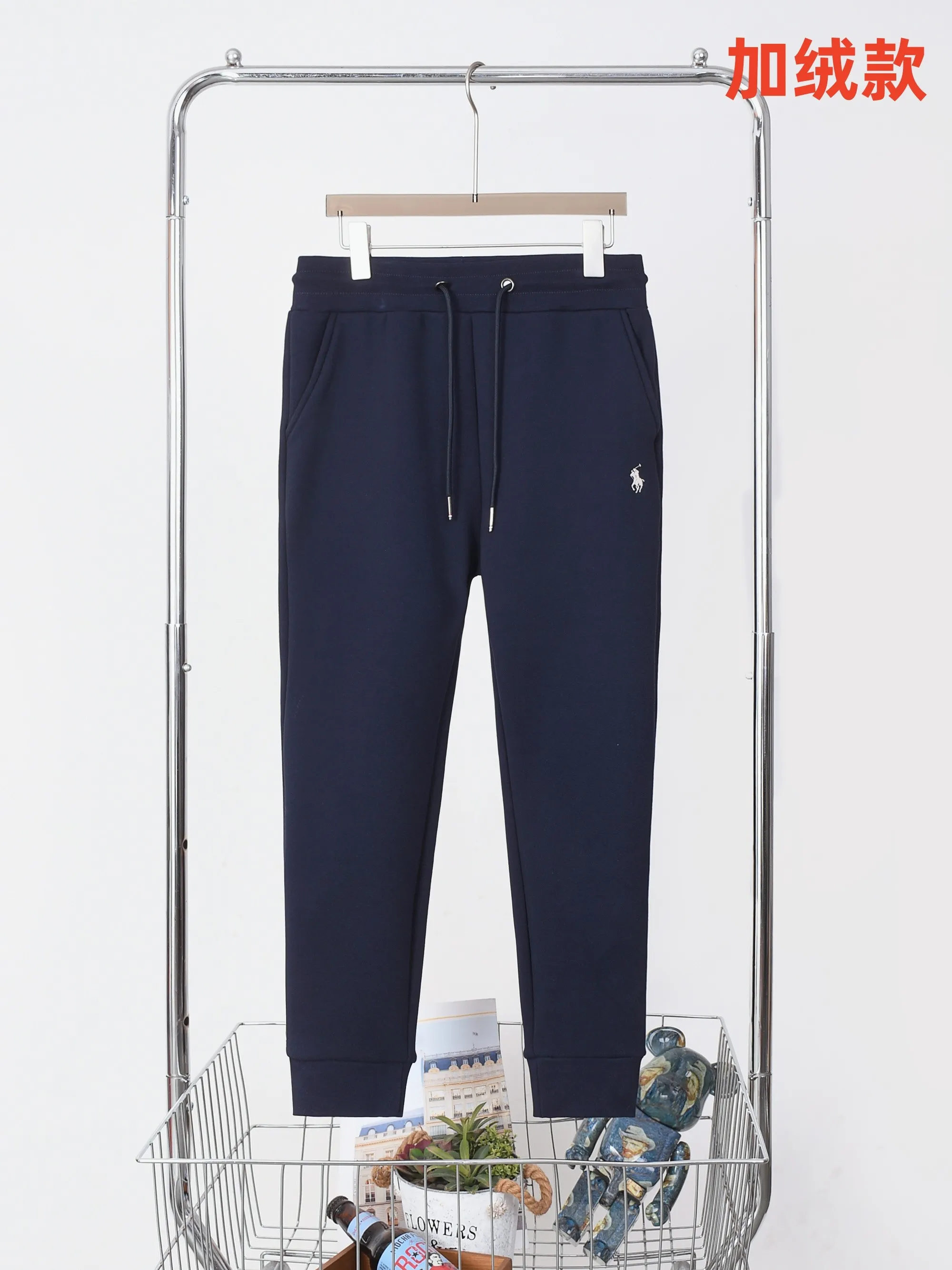P210 2780#RL Ralph Lauren pony embroidered velvet sweatpants trousers Color: black royal blue gray Size: M-XXL Fabric: 500g composite Austrian velvet Can be matched with 2817 velvet suit